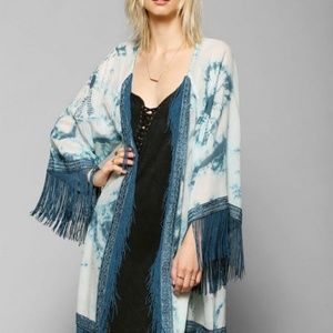 Urban Outfitters - Blue Tie-dye Fringe Kimono